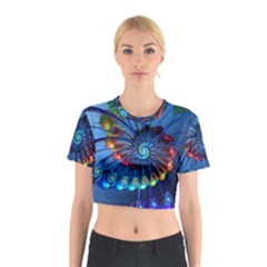 Top Peacock Feathers Cotton Crop Top by Ket1n9