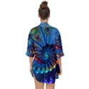 Top Peacock Feathers Open Front Chiffon Kimono View2