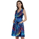 Top Peacock Feathers Sleeveless Dress With Pocket View2