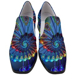 Top Peacock Feathers Women Slip On Heel Loafers by Ket1n9