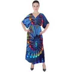 Top Peacock Feathers V-neck Boho Style Maxi Dress by Ket1n9