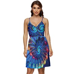 Top Peacock Feathers V-neck Pocket Summer Dress  by Ket1n9