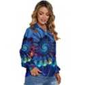 Top Peacock Feathers Women s Long Sleeve Button Up Shirt View3