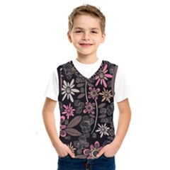 Flower Art Pattern Kids  Basketball Tank Top by Ket1n9