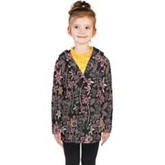 Flower Art Pattern Kids  Double Breasted Button Coat by Ket1n9