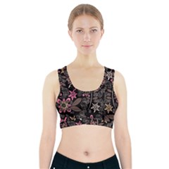 Flower Art Pattern Sports Bra With Pocket by Ket1n9