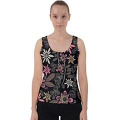 Flower Art Pattern Velvet Tank Top by Ket1n9