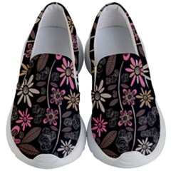 Flower Art Pattern Kids Lightweight Slip Ons by Ket1n9