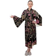 Flower Art Pattern Maxi Velvet Kimono by Ket1n9