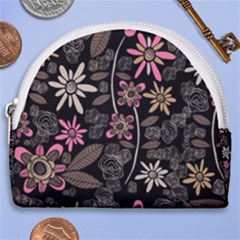 Flower Art Pattern Horseshoe Style Canvas Pouch by Ket1n9