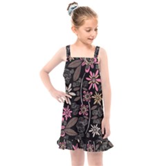 Flower Art Pattern Kids  Overall Dress by Ket1n9