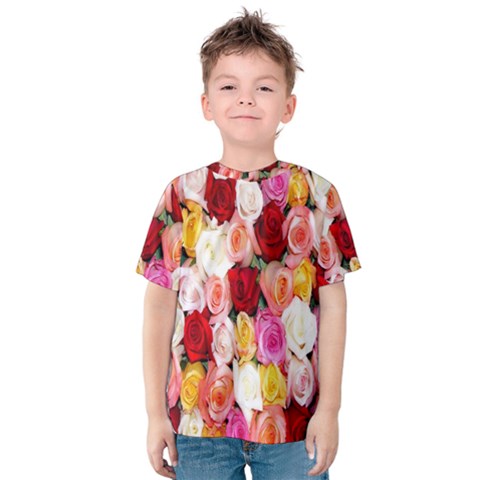 Rose Color Beautiful Flowers Kids  Cotton T-shirt by Ket1n9