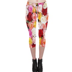 Rose Color Beautiful Flowers Capri Leggings  by Ket1n9