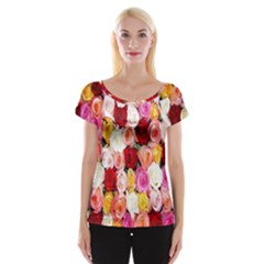 Rose Color Beautiful Flowers Cap Sleeve Top by Ket1n9