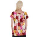 Rose Color Beautiful Flowers Cap Sleeve Top View2