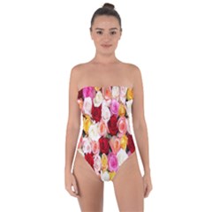 Rose Color Beautiful Flowers Tie Back One Piece Swimsuit by Ket1n9