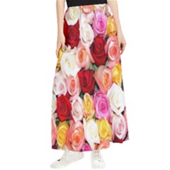 Rose Color Beautiful Flowers Maxi Chiffon Skirt