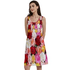 Rose Color Beautiful Flowers Classic Skater Dress by Ket1n9