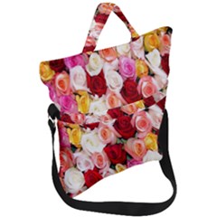 Rose Color Beautiful Flowers Fold Over Handle Tote Bag