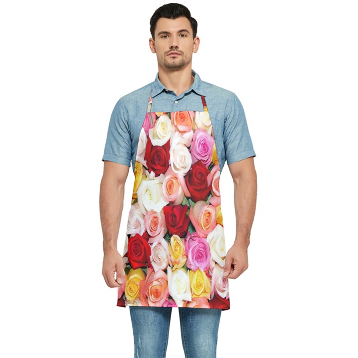 Rose Color Beautiful Flowers Kitchen Apron