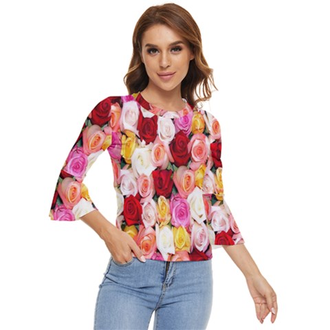 Rose Color Beautiful Flowers Bell Sleeve Top by Ket1n9