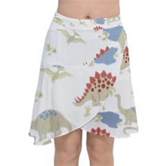 Dinosaur Art Pattern Chiffon Wrap Front Skirt by Ket1n9