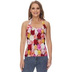 Rose Color Beautiful Flowers Basic Halter Top