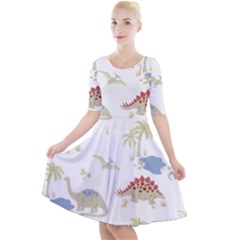 Dinosaur Art Pattern Quarter Sleeve A-line Dress by Ket1n9