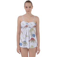 Dinosaur Art Pattern Babydoll Tankini Set