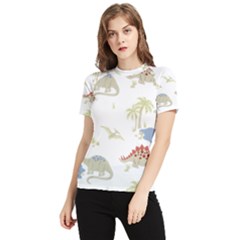 Dinosaur Art Pattern Women s Short Sleeve Rash Guard by Ket1n9