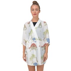 Dinosaur Art Pattern Half Sleeve Chiffon Kimono by Ket1n9