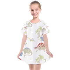 Dinosaur Art Pattern Kids  Smock Dress by Ket1n9