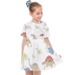 Dinosaur Art Pattern Kids  Sailor Dress by Ket1n9