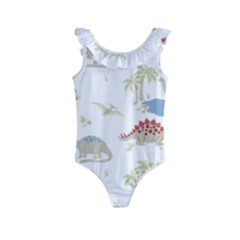 Dinosaur Art Pattern Kids  Frill Swimsuit by Ket1n9