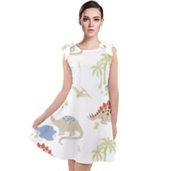 Dinosaur Art Pattern Tie Up Tunic Dress by Ket1n9