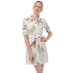 Dinosaur Art Pattern Belted Shirt Dress by Ket1n9