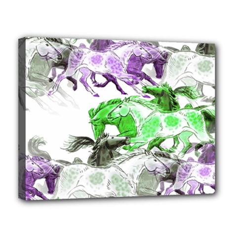 Horse-horses-animal-world-green Canvas 14  X 11  (stretched) by Ket1n9