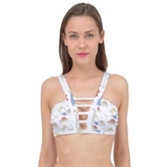 Dinosaur Art Pattern Cage Up Bikini Top by Ket1n9