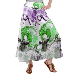 Horse-horses-animal-world-green Women s Satin Palazzo Pants by Ket1n9