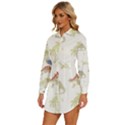 Dinosaur Art Pattern Womens Long Sleeve Shirt Dress View2