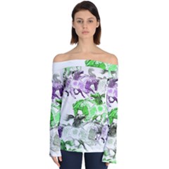 Horse-horses-animal-world-green Off Shoulder Long Sleeve Top by Ket1n9