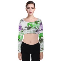 Horse-horses-animal-world-green Velvet Long Sleeve Crop Top by Ket1n9