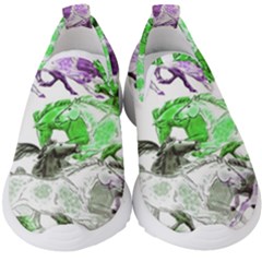 Horse-horses-animal-world-green Kids  Slip On Sneakers by Ket1n9