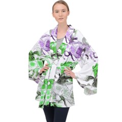 Horse-horses-animal-world-green Long Sleeve Velvet Kimono  by Ket1n9