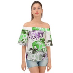 Horse-horses-animal-world-green Off Shoulder Short Sleeve Top by Ket1n9