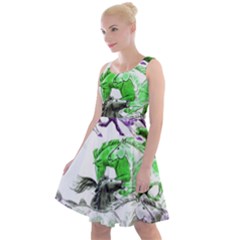 Horse-horses-animal-world-green Knee Length Skater Dress by Ket1n9