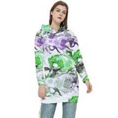 Horse-horses-animal-world-green Women s Long Oversized Pullover Hoodie by Ket1n9