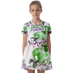 Horse-horses-animal-world-green Kids  Short Sleeve Pinafore Style Dress by Ket1n9