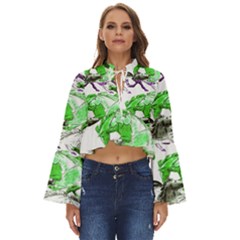 Horse-horses-animal-world-green Boho Long Bell Sleeve Top by Ket1n9