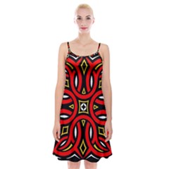 Traditional Art Pattern Spaghetti Strap Velvet Dress